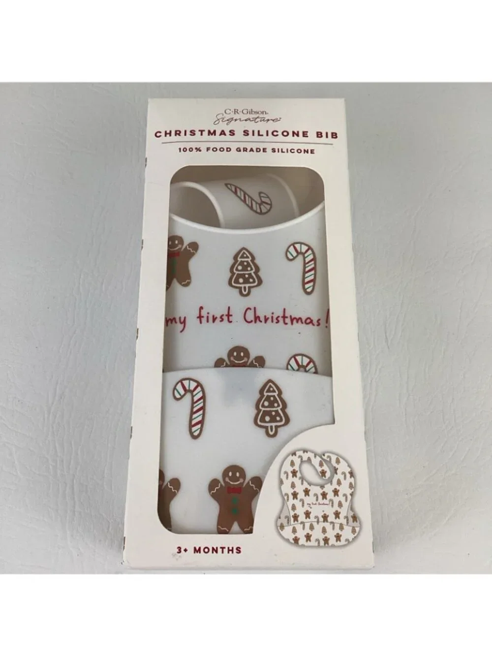 My First Christmas Silicone Baby Bib CR Gibson Signature Food Grade Gingerbread